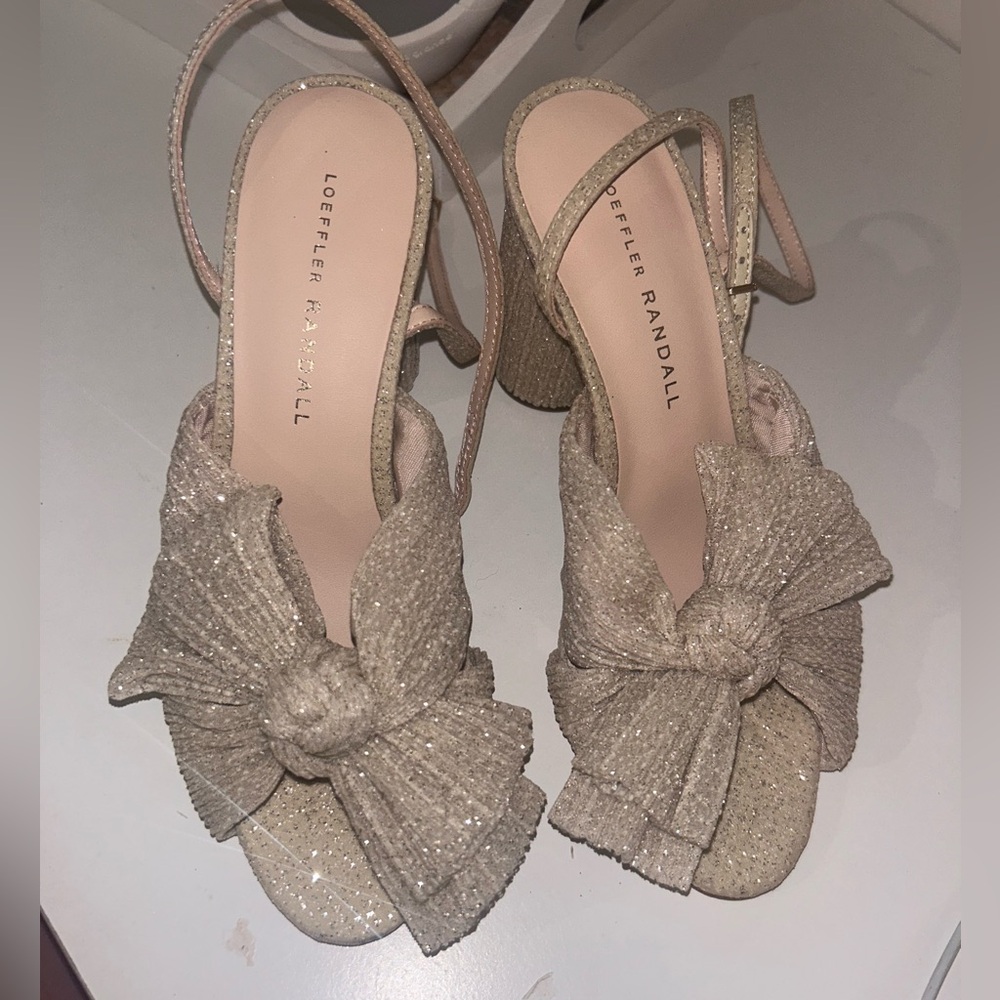 Loeffler Randall Camellia Pleated Bow Heel with Ankle Strap size 6